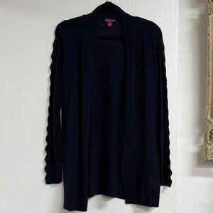 Vince Camuto Navy Center Seam Long Sleeve Open Front Cardigan Size S